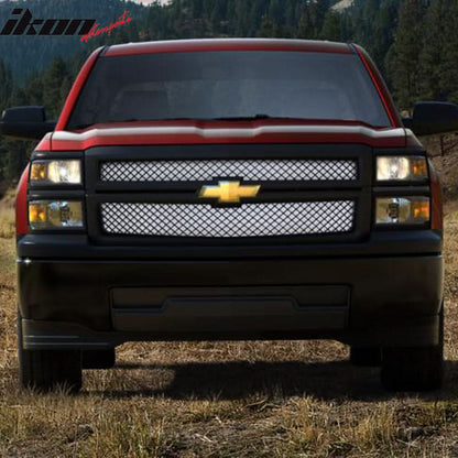 2014-2015 Chevy Silverado 1500 B Style Black Front Hood Grille ABS