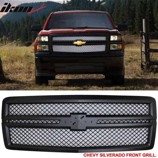 2014-2015 Chevy Silverado 1500 B Style Black Front Bumper Grille ABS