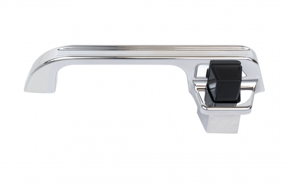 73-87 Chevy & GMC C10 Billet Door Handles, Groove Detail (Polished) [Black Button]