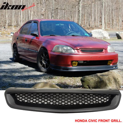 Fits 96-98 Honda Civic 2Dr/JUN Front Rear Bumper Lip + TR Front Grille