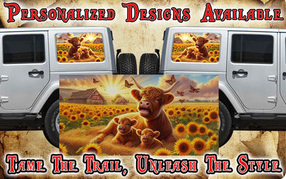 Highland cow Rear quarter window see through graphic.