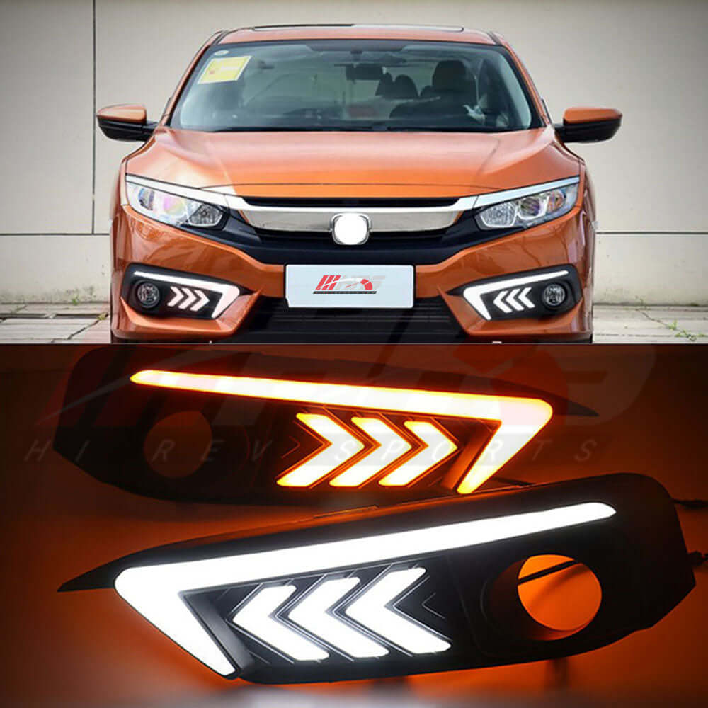 2016-2018 Honda Civic 10th Gen Sedan Front Bumper DRL Turn Signals — V5