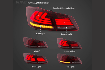 Honda Accord 9th Gen -Red,Red Smoked, Full Smoke- LED Tail Lights Upgrade (2013-2015)