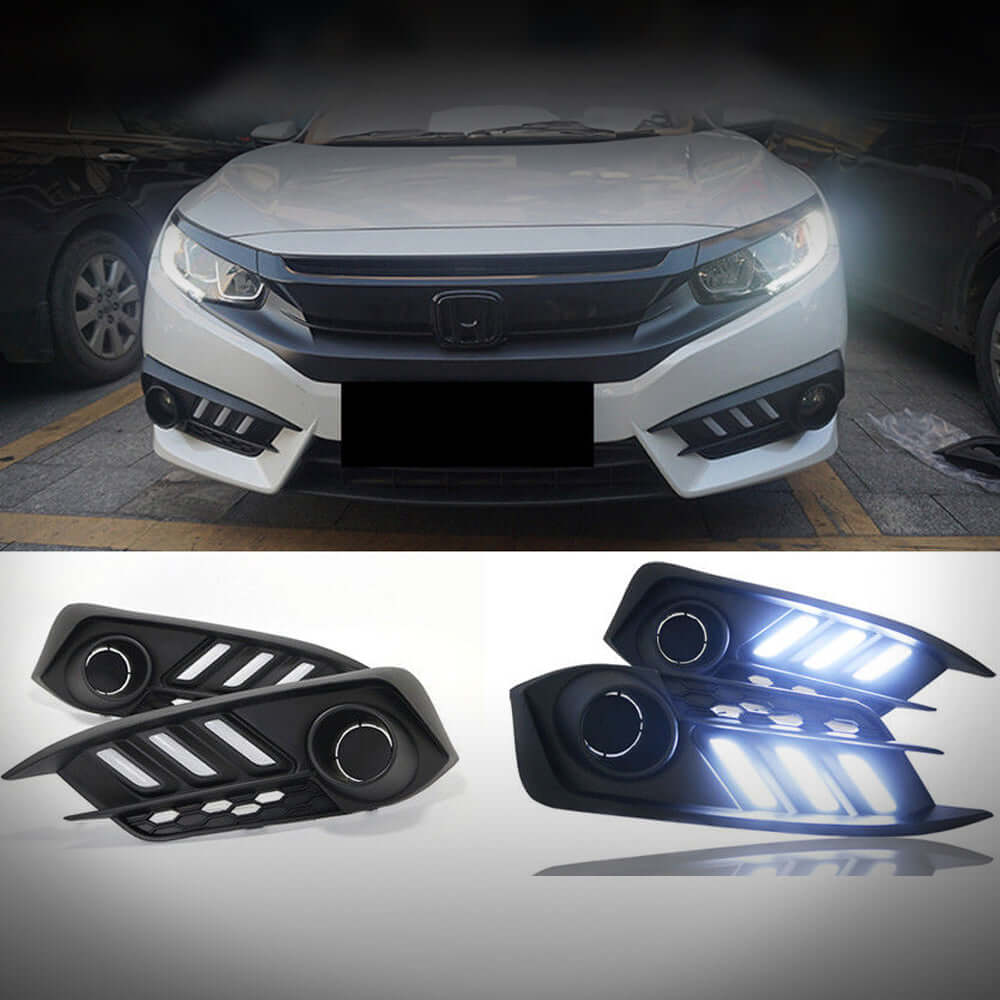 2016-2018 Honda Civic 10th Gen Sedan Front Bumper DRL Turn Signals — V2