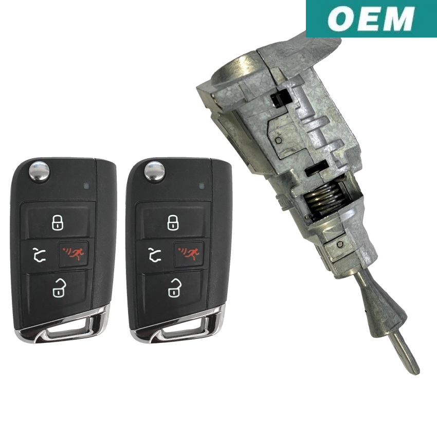 Volkswagen 2018-2022 OEM 4 Button Flip KESSY Key and/or Cylinder Lock Package | New