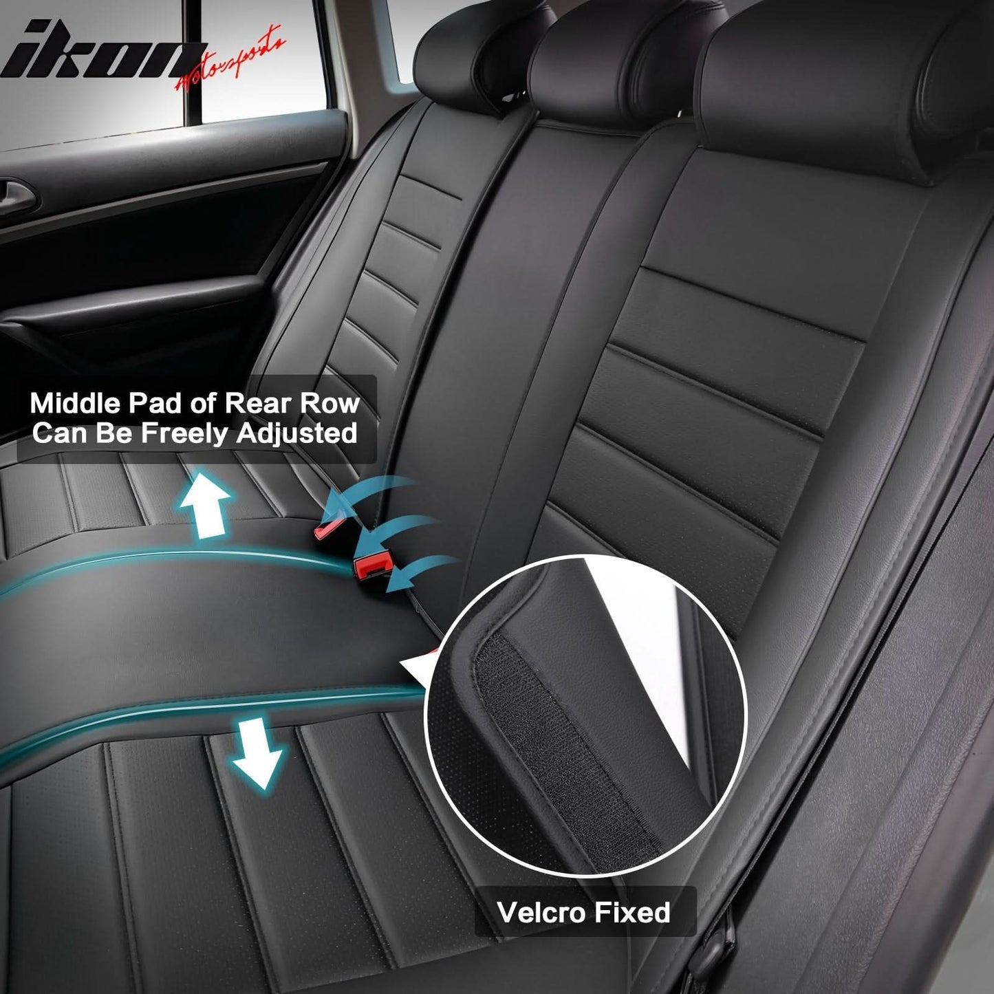 Universal PU Leather Car Seat Cover w/ Lumbar 04B Style Full Set