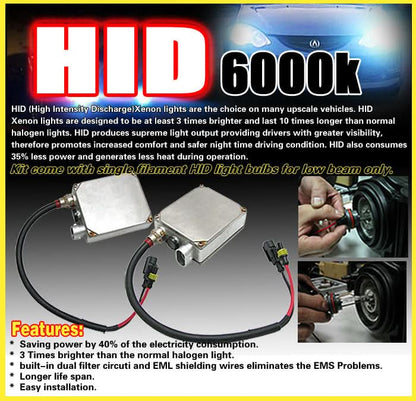 6000K Hid For Honda Accord 06-07 2Door JDM Clear Lens Fog Lights Kit