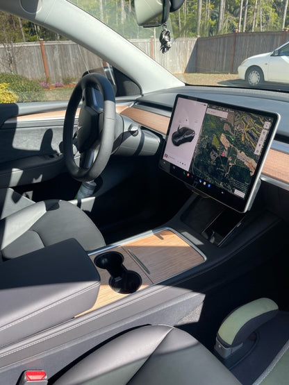 White Ash Stock Tesla Woodgrain | Tesla Center Console Wrap Kit | Model 3 '21-24