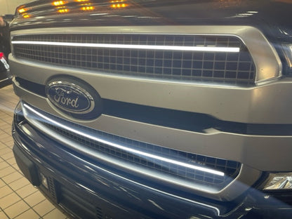 2018-2020 Ford F150 Limited/Platinum Dual “Ghost” LED Grille Light Bars – Top & Bottom, IP67, Black/Silver