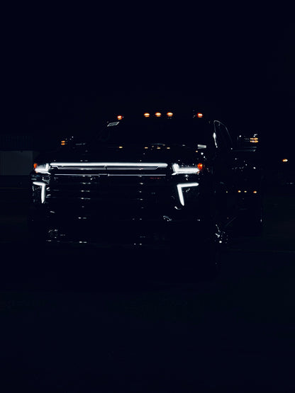 2021-2023 Chevy Silverado 2500/3500 LT LED “Power” Grille Bar – IP67, Bolt-On, Black or Silver Frame