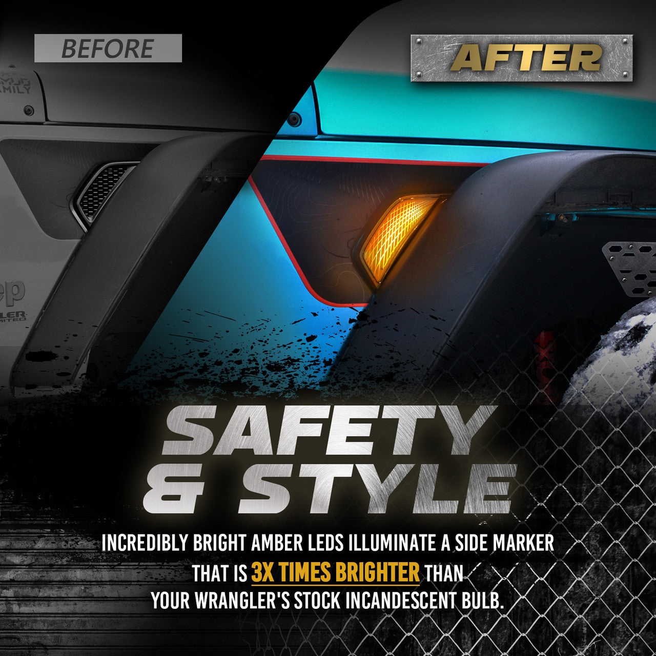 OPT7 Quantum Rock Light RGBW & LED Side Marker White-Amber for Jeep Wrangler JL JLU & Gladiator JT 18-23