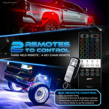 AURA Quantum 4pc LED Rock Lights - RGBW Multicolor w- Handheld Remotes