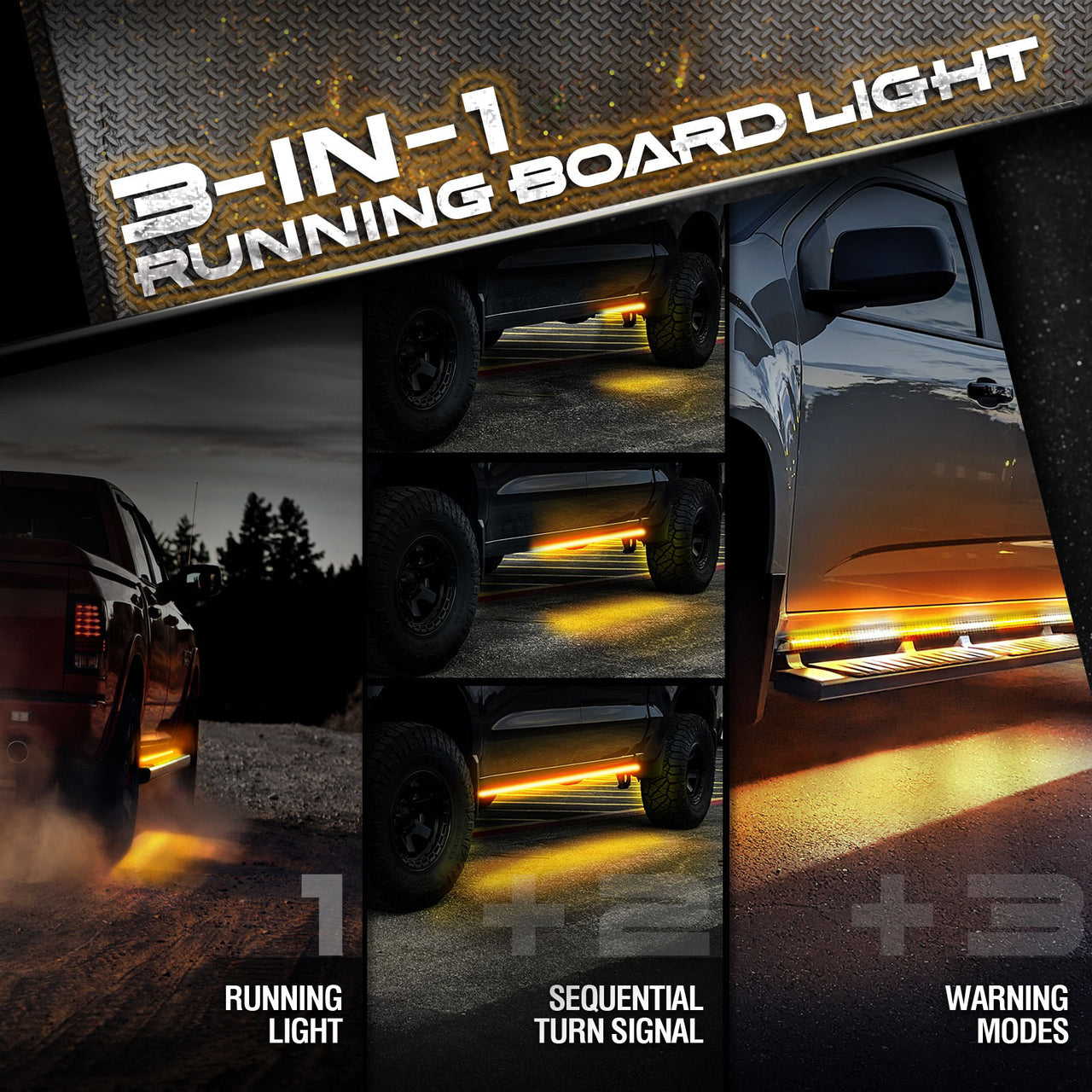 Sidekick Running Board Light 2PC 56-Inch with Warning Mode