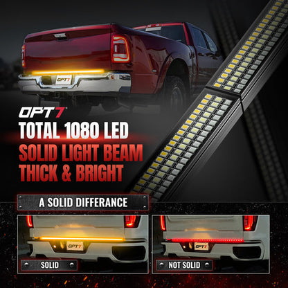 OPT7 Redline Parlux Triple Tailgate Light Bar 60" Bundle with Sidekick Running Board Light LED Strip Kit with Warning Mode