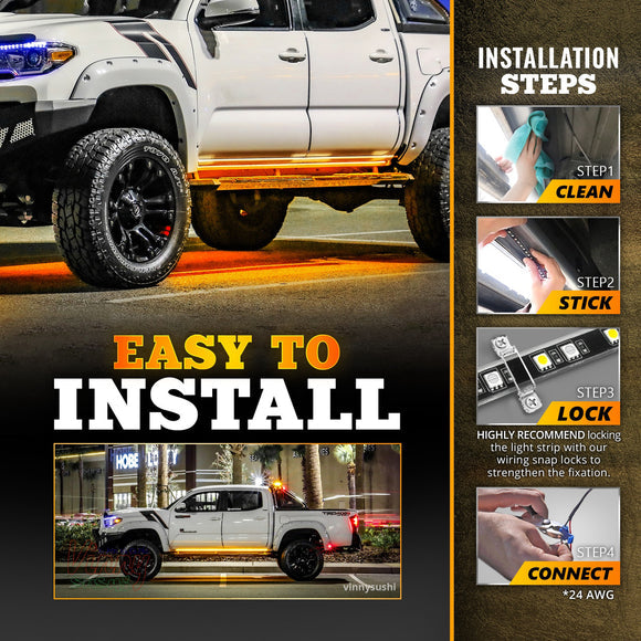 AURA PRO LED Lighting Kit for Truck Bundle (Quantum LED Rocklight + Underglow LED Kit + Sidekick LED Kit ) - Bluetooth APP and Remote Controlled
