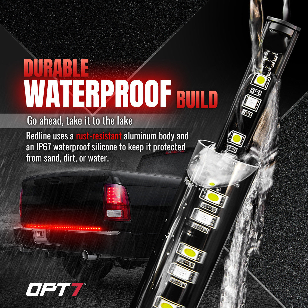 Ford F150 Tailgate LED Light Bar Bundle: Redline Parlux LED Tailgate Light Bar with F150 Quick Connect Harness Kit