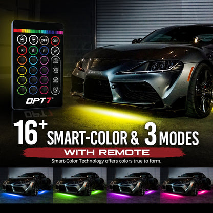 OPT7 AURA Aluminum Underglow Smart LED Lighting Kit for Cars - Exclusive Keyless Unlock Light