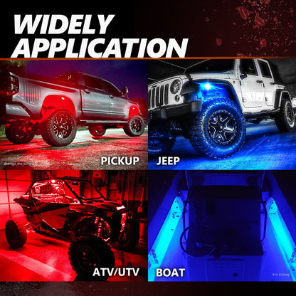 AURA PRO LED Lighting Kit for Truck Bundle (Quantum LED Rocklight + Underglow LED Kit + Sidekick LED Kit ) - Bluetooth APP and Remote Controlled