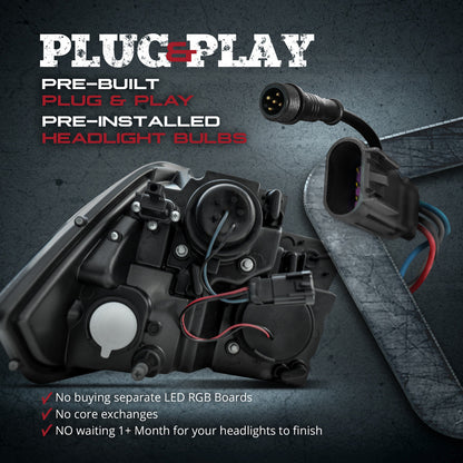 AURA 09-18 Ram Bundle- RGBW Headlights +Interior + Quantum Rock lights + Grille w- Bluetooth