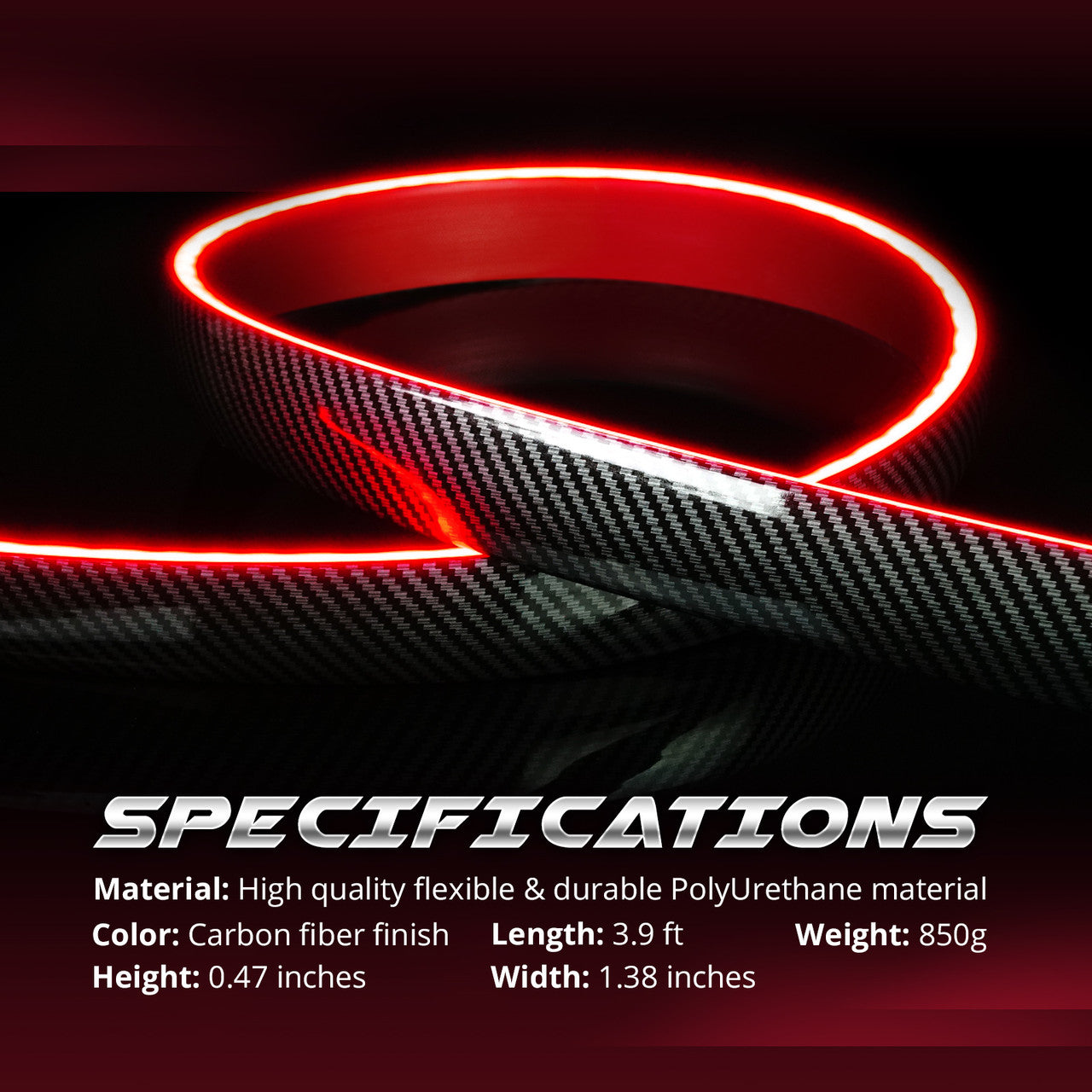 OPT7 Universal LED Rear Spoiler Lip Kit (3.9ft) for Car Trunk Exterior Accessories Brake light Universal Fit for Roof Wing