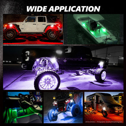 OPT7 Photon RGB 8PCS LED Rock Light w-Magnet Wide Angle Underglow Neon Lighting Kit