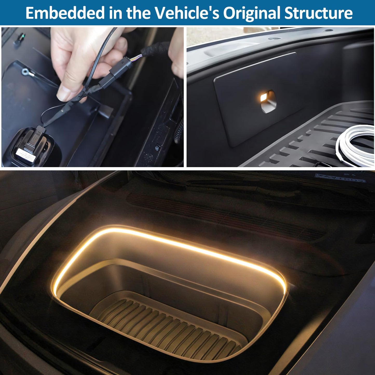 Tesla Model Y Juniper Frunk LED Light Strip 2025 | Ambient Warm Lighting Kit for Model Y Accessories 2020-2026 | Interior Upgrade for Front Trunk