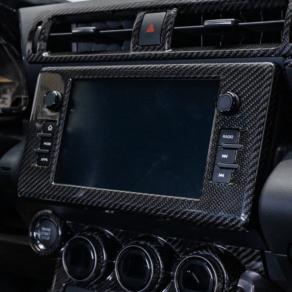 JDMuscle [22-26 BRZ/GR86] Pre-preg Carbon Fiber Center Mutimedia/ Radio Screen Cover *Clearance* w/ Gloss Finish