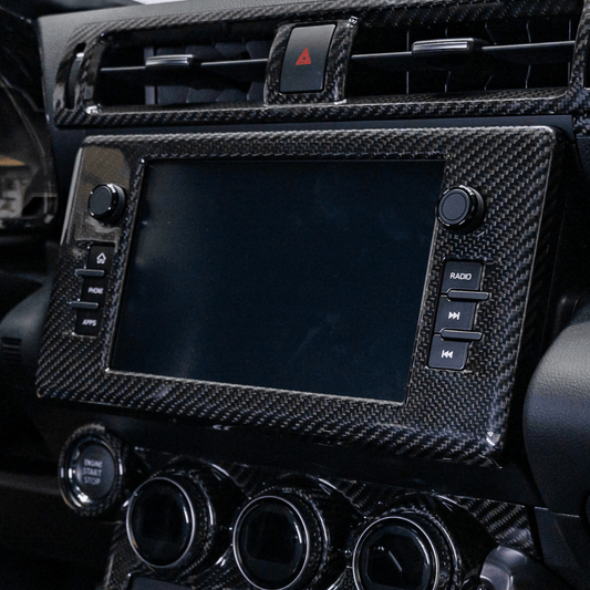 JDMuscle [22-26 BRZ/GR86] Pre-preg Carbon Fiber Center Mutimedia/ Radio Screen Cover *Clearance* w/ Gloss Finish