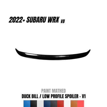 JDMuscle [22-26 WRX] Duck Bill / Low Profile Spoiler - V1 Paint Matched / Gloss Black / Cherry Red *CLEARANCE*NO RETURNS*