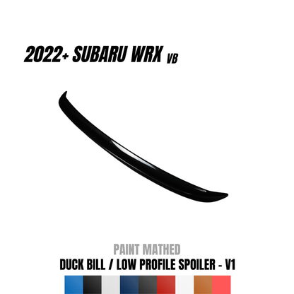 JDMuscle [22-26 WRX] Duck Bill / Low Profile Spoiler - V1 Paint Matched / Gloss Black / Cherry Red *CLEARANCE*NO RETURNS*
