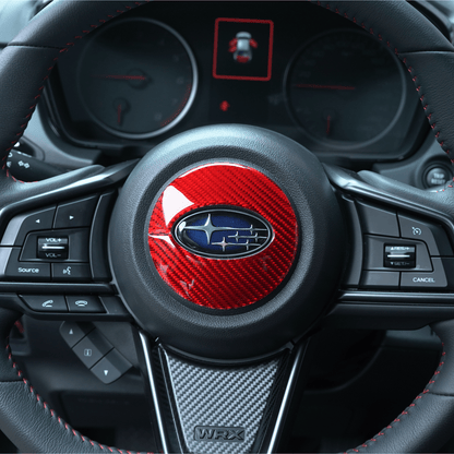 JDMuscle [22-26 WRX] P&S Series Carbon Fiber Airbag Trim Cover | Black Carbon Fiber/ Red Carbon Fiber*Clearance*No Returns*