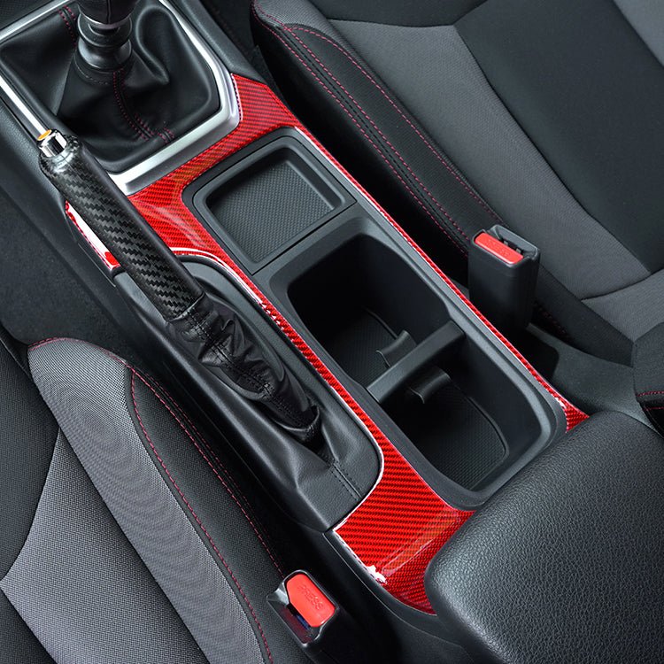 JDMuscle [22-26 WRX] P&S Series Carbon Fiber Cup Holder Trim Cover | Black Carbon Fiber/ Red Carbon Fiber*Clearance*No Returns*