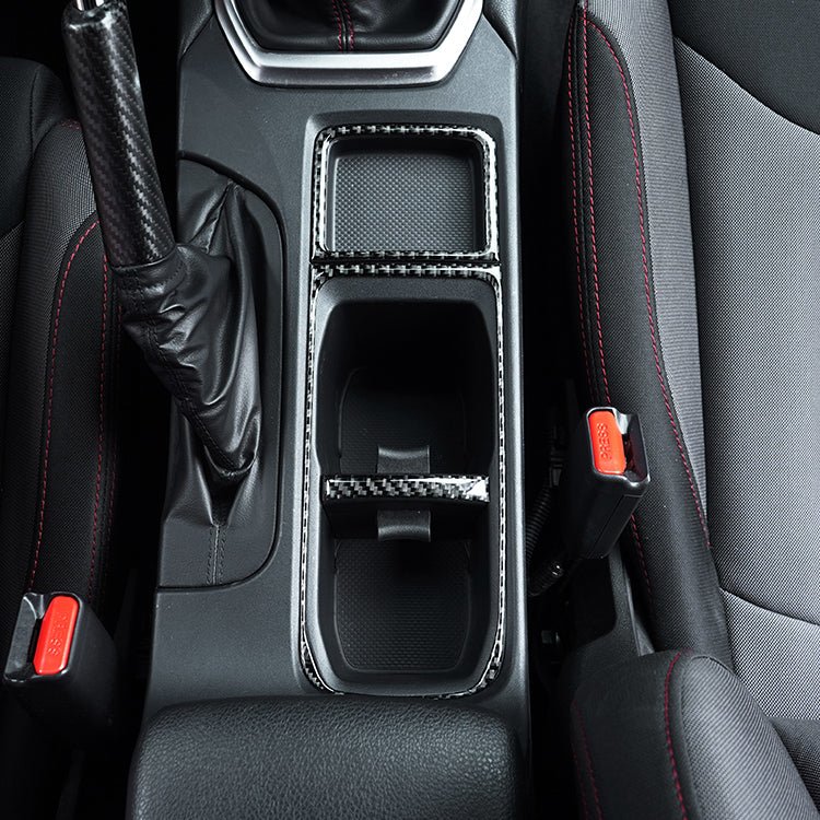 JDMuscle [22-26 WRX] P&S Series Carbon Fiber Cupholder Inner Trim | Black Carbon Fiber/ Red Carbon Fiber*Clearance*No Returns*