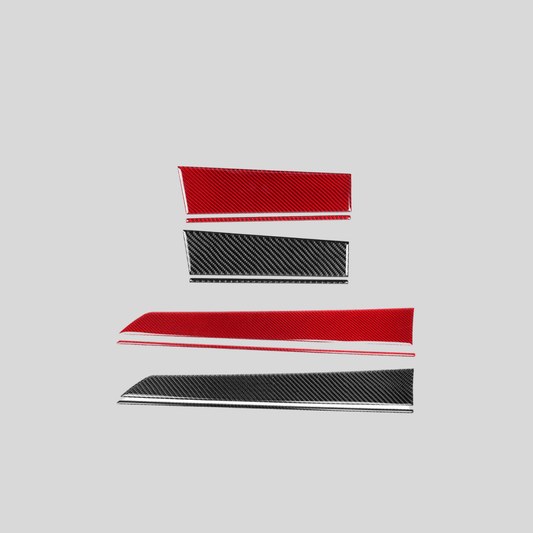 JDMuscle [22-26 WRX] P&S Series Carbon Fiber Driver & Passenger Dash Trim Covers 4 PC | Black Carbon Fiber/ Red Carbon Fiber*Clearance*No Returns*