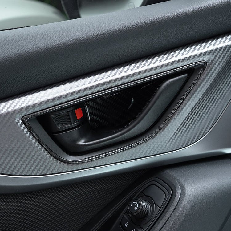 JDMuscle [22-26 WRX] P&S Series Carbon Fiber Interior Door Handle Frame Covers 4 PC | Black Carbon Fiber/ Red Carbon Fiber*Clearance*No Returns*