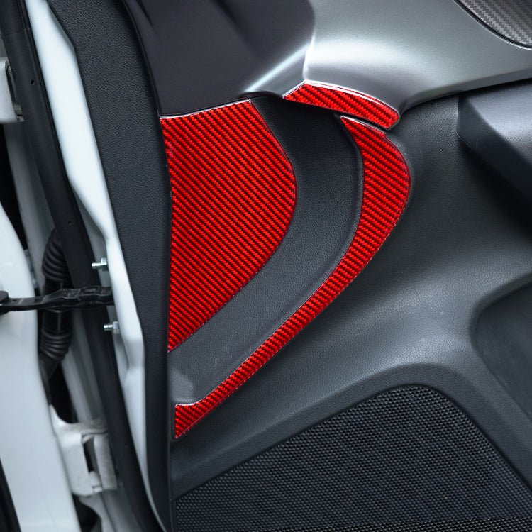 JDMuscle [22-26 WRX] P&S Series Carbon Fiber Interior Door Inner Panel Accent Covers 6 PC | Black Carbon Fiber/ Red Carbon Fiber*Clearance*No Returns*