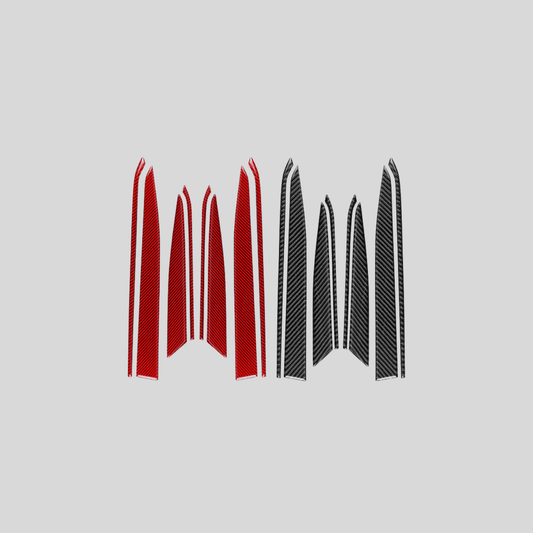 JDMuscle [22-26 WRX] P&S Series Carbon Fiber Interior Door Upper Panel Accent Covers 8 PC | Black Carbon Fiber/ Red Carbon Fiber*Clearance*No Returns*