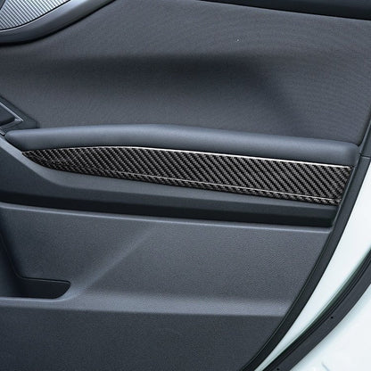 JDMuscle [22-26 WRX] P&S Series Carbon Fiber Interior Door Upper Panel Accent Covers 8 PC | Black Carbon Fiber/ Red Carbon Fiber*Clearance*No Returns*