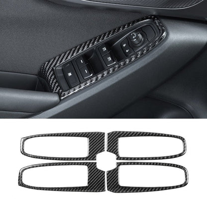 JDMuscle [22-26 WRX] P&S Series Carbon Fiber Window Switch Trim Covers 4 PC | Black Carbon Fiber/ Red Carbon Fiber*Clearance*No Returns*