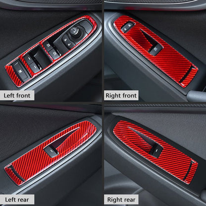JDMuscle [22-26 WRX] P&S Series Carbon Fiber Window Switch Trim Covers 4 PC | Black Carbon Fiber/ Red Carbon Fiber*Clearance*No Returns*