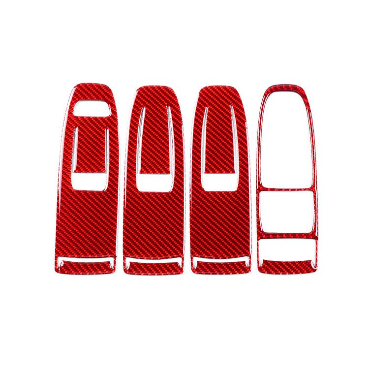 JDMuscle [22-26 WRX] P&S Series Carbon Fiber Window Switch Trim Covers 4 PC | Black Carbon Fiber/ Red Carbon Fiber*Clearance*No Returns*