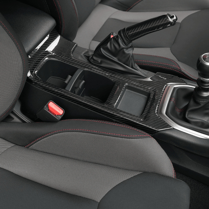 JDMuscle [22-26 WRX] Tanso Pre-preg Carbon Fiber Cup Holder Trim Cover