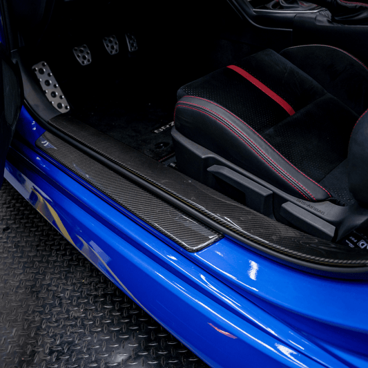 JDMuscle [22+ BRZ/GR86] Pre-Preg Carbon Fiber Outer Door Sill Covers - Twill / Forged Carbon Fiber *Clearance* No Returns*