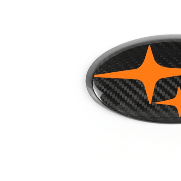JDMuscle Pre-preg Carbon Fiber Subaru Emblem Covers Front & Back, Red/White/Blue [22-26 WRX, 15-21 WRX/STI, 18-23 Crosstrek, 17-23 Impreza]