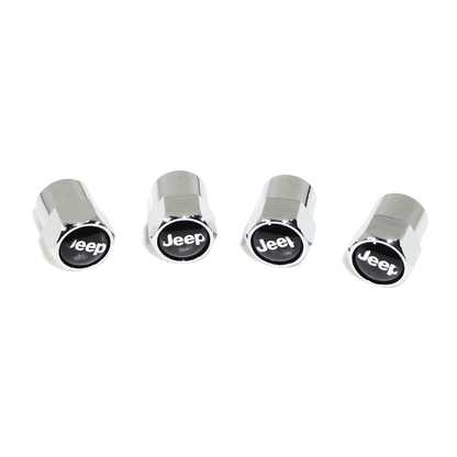 Chrome Valve Stem Tire Caps, Style: Jeep (Wrangler Compass Patriot Wagoneer)