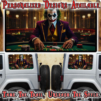 joker web print Rear quarter window see through graphic.