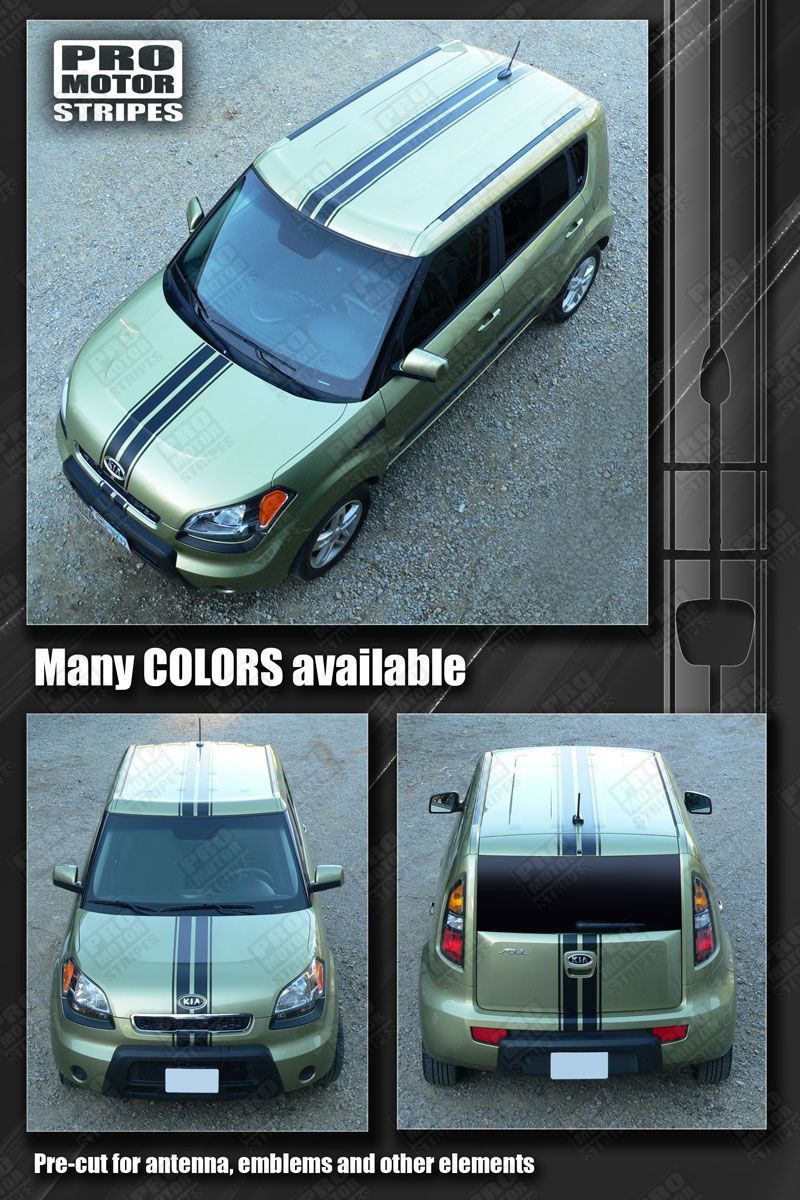 Kia SOUL 2008-2019 Over Top Narrow Center Sport Stripes Decal