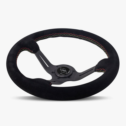 The Le Mans | Black Alcantara Suede | Black Spoke | Euro Stitch