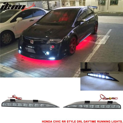 Fits 06-11 Civic Mugen RR Front Bumper + Bumper Lip Spoiler + LED DRL