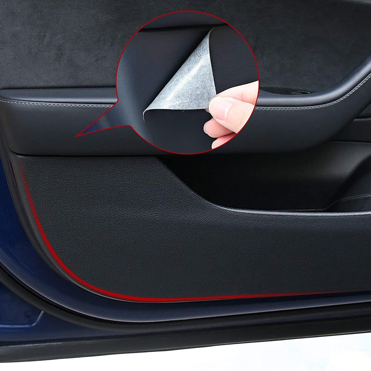 Leather Door Protector Anti-Kick  Mat for Tesla Model Y 2020-2025.03